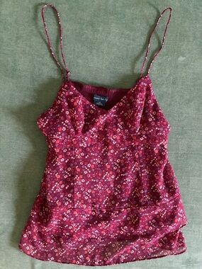 American Eagle Outfitters Red Floral Spaghetti Strap Cami